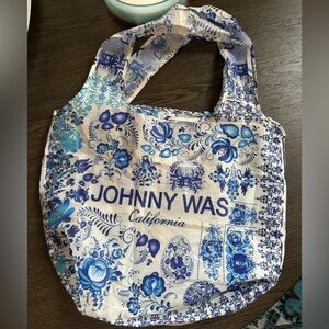 NWT Johnny Was reusable packable nylon tote bag with pocket.